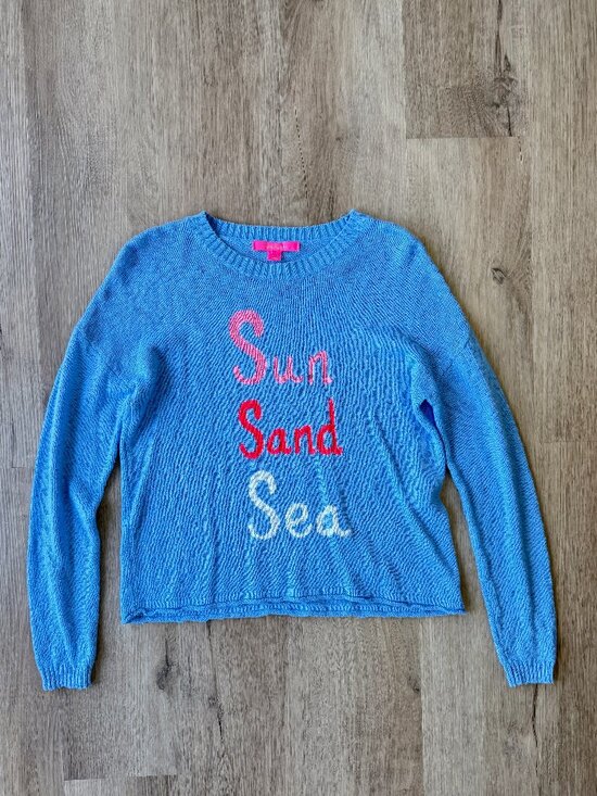 Lilly Pulitzer Sweaters - LILLY PULITZER Blue Pippy Cotton-blend Intarsia Sweater SMALL